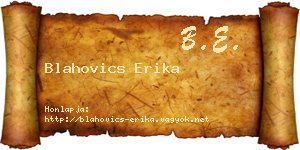Blahovics Erika névjegykártya